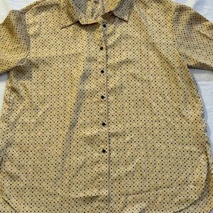 Philosophy Republic Clothing Beige Dot Blouse L Retro Mod ASO Rachel Green EUC